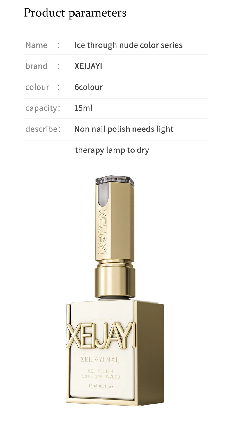 Lot de 1/6 vernis à ongles semi-permanents, 15 ml, effet gelée glacée, UV/LED – kit, sans formaldéhyde. Ovale, brillant. Idéal pour salon et DIY.