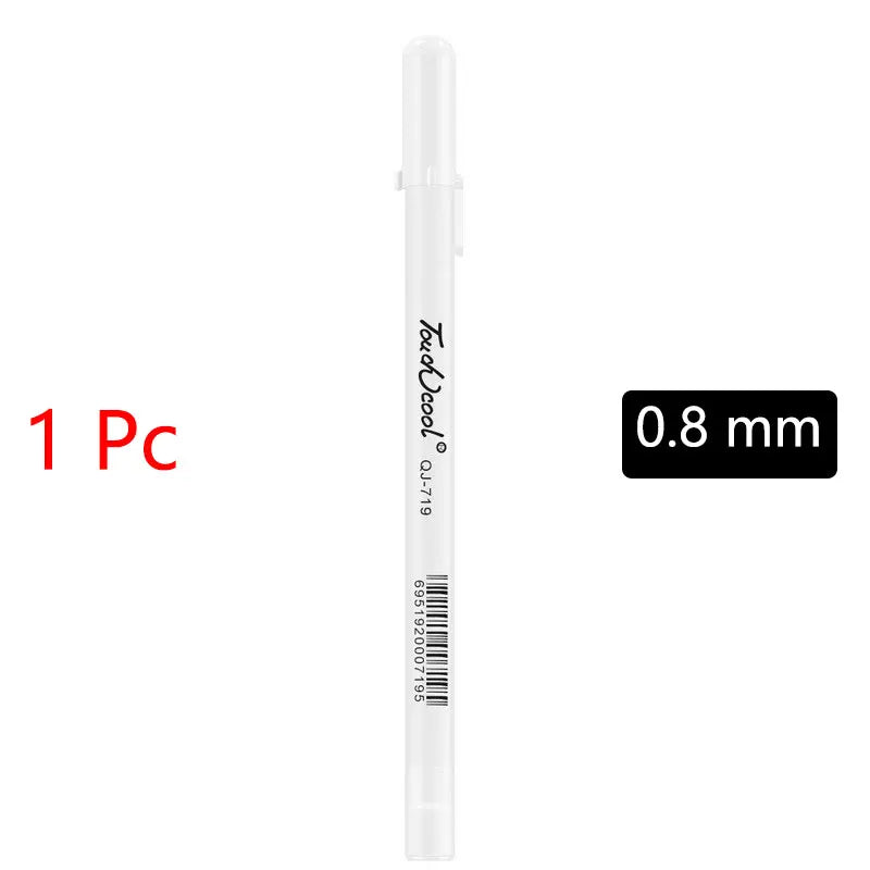 Stylo Marqueur Blanc Ensemble Stylos Gel Blancs Gras Imperméables DIY Graffiti Croquis Marqueur Papeterie Fournitures Scolaires Pinceau