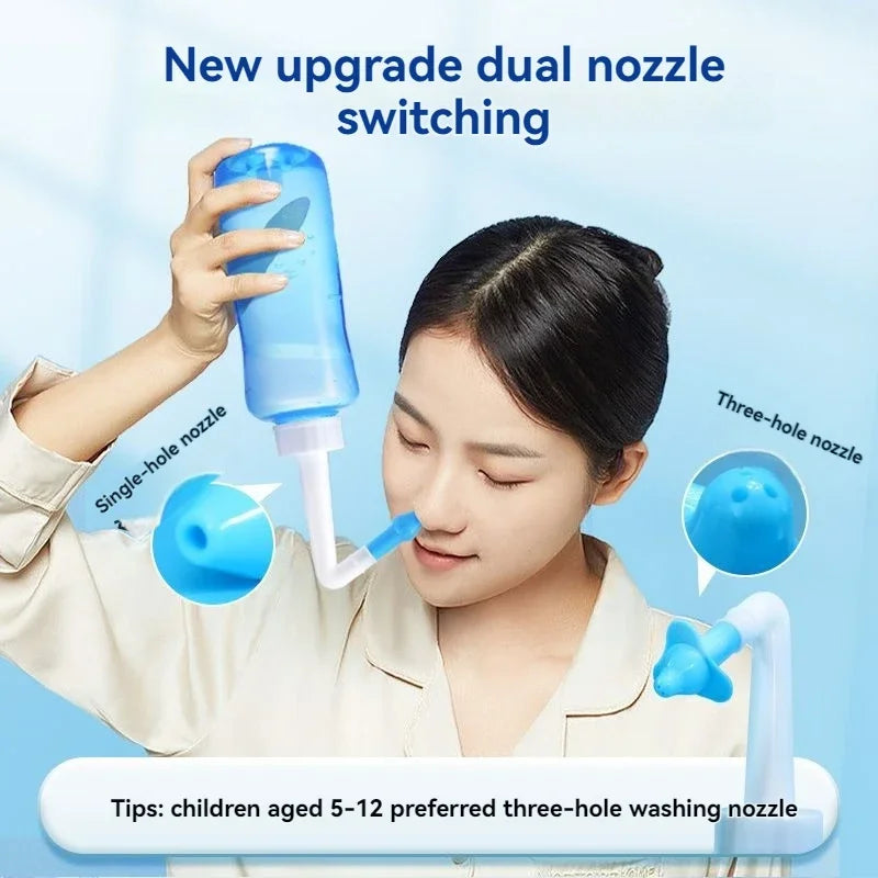 1 pièce bouteille de lavage nasal 300ml adulte et enfant cavité nasale et bouteille de lavage nasal solution saline physiologique rhinite manuelle