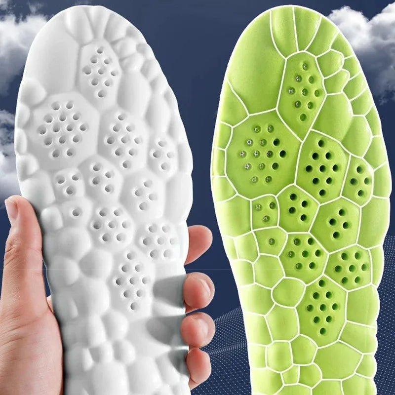 Latex Sport Insoles Soft High Elasticity Shoe Pads Breathable Shock Absorption Cushion Running Insert Men Women