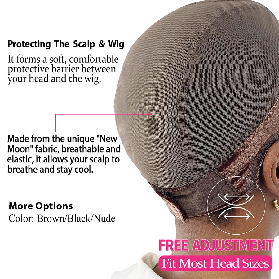 Female Headband Wig Cap Hd Lace Wig Cap For Wig Making U Part Wig Caps With Adjustable Velvet Wig Grip To Wear Wig Nude Hair Net