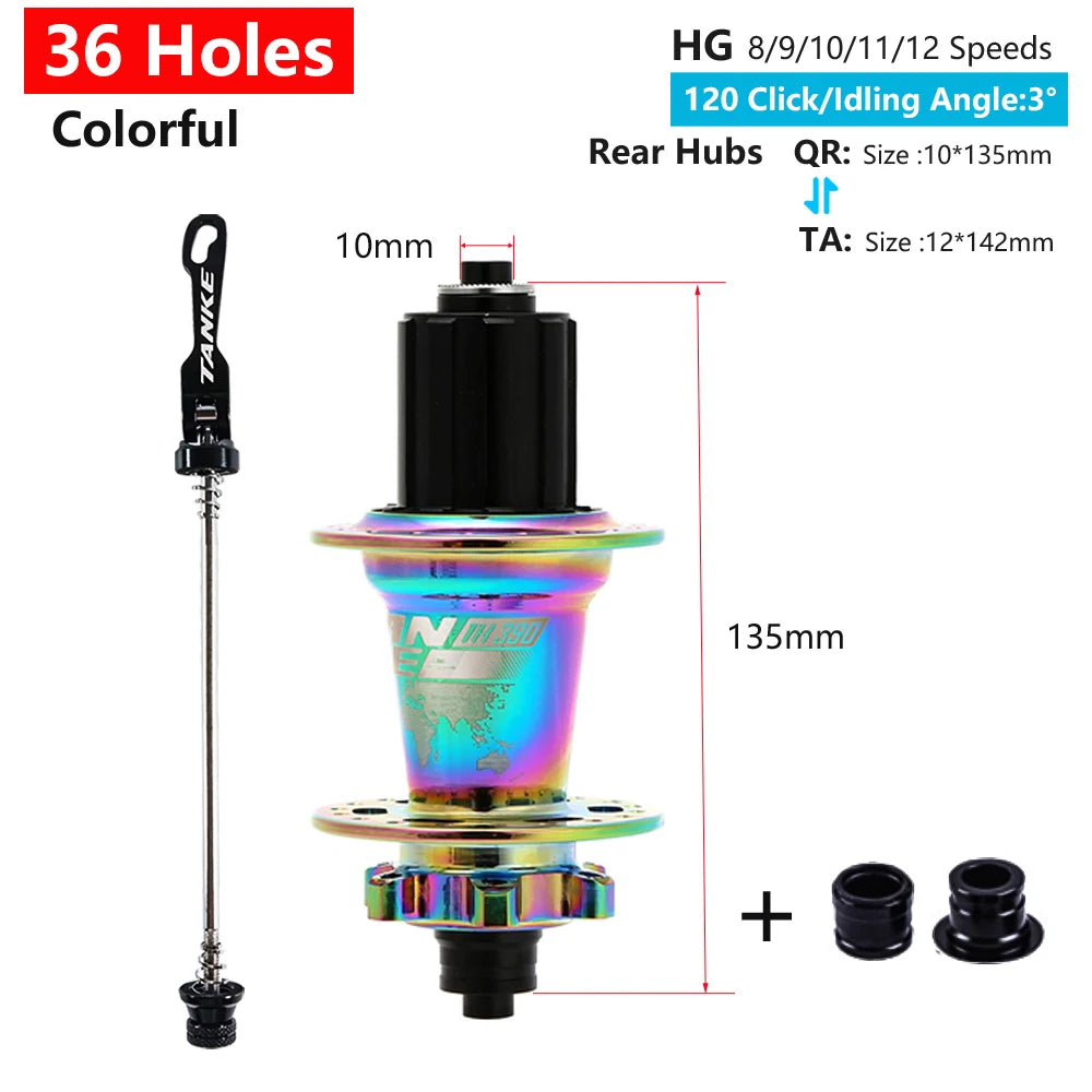 TANKE MTB 120 Click Hub 6 Bearing Bike Front Rear 28 32 36 Holes Disc Brake QR Bicycle mass thunder Noisy Cube 6 Pawl Hubs TH390