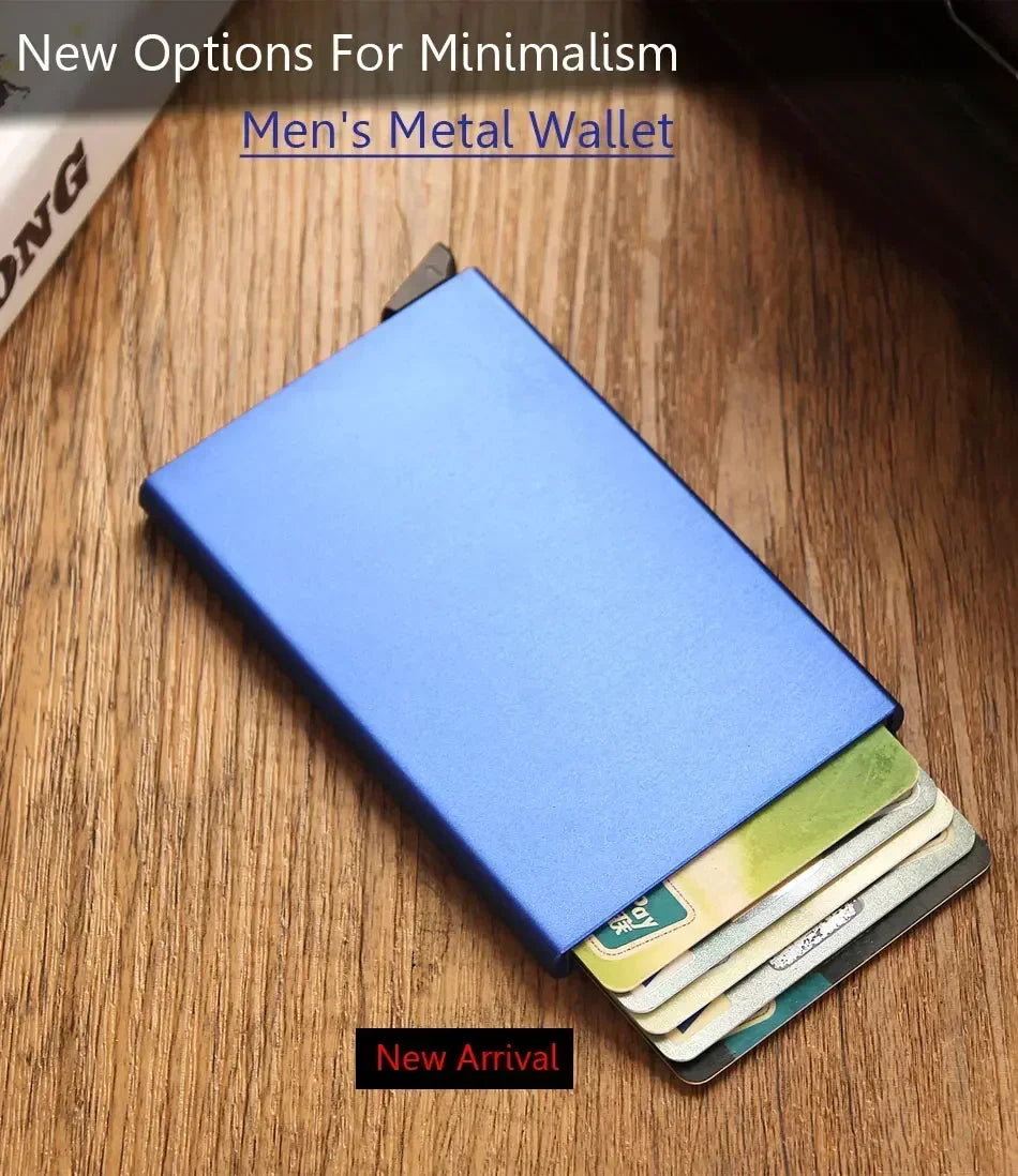 Small and Practical Pop Up Minimalist Smart Wallet Thin Slim RFID Credit Card Holder for Men Women Metal Purse Mini Wallets