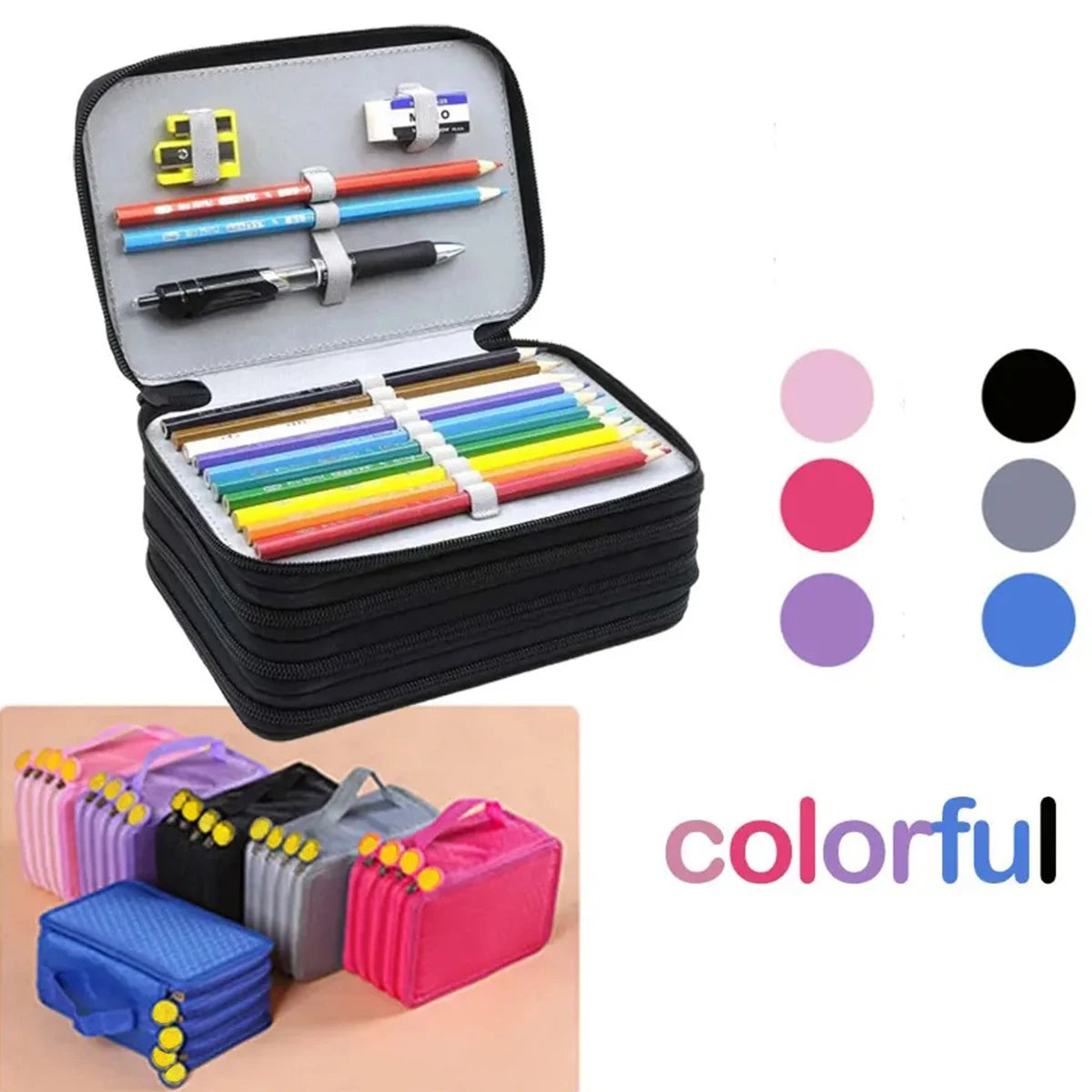 72 Holes Four layers Pencil Case Large Capacity Kawaii Pen Storage Bag Korean Stationery Back to School Office Supplies - Shoppiline