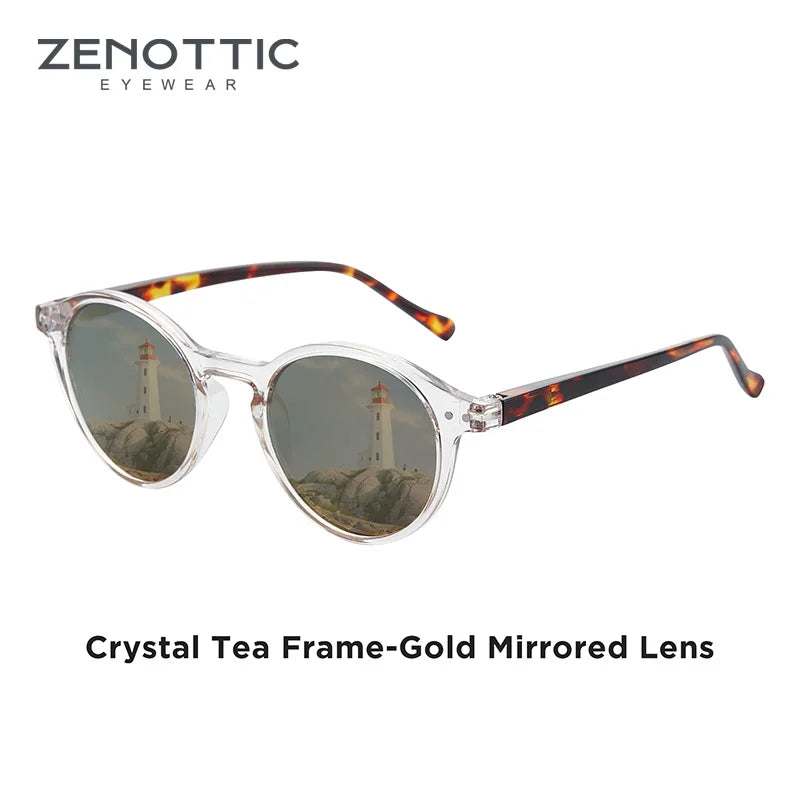 ZENOTTIC Lunettes de Soleil Rétro Polarisées 2023 2024 Hommes Femmes Vintage Petite Monture Ronde Lunettes de Soleil Verres Polarisés UV400 Nuance
