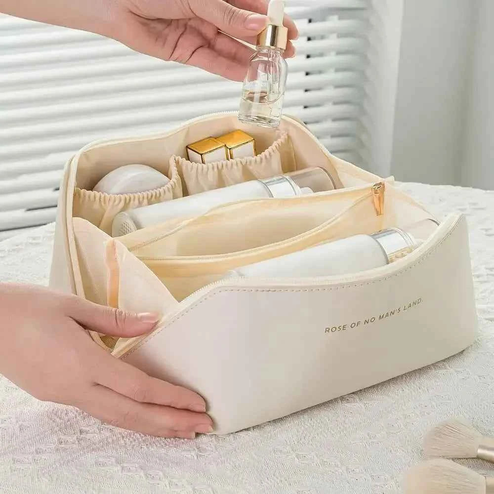 Women  Luxury Large Capacity Cosmetic  Bag Lady Box Travel Makeup Zipper Toiletries Organizer