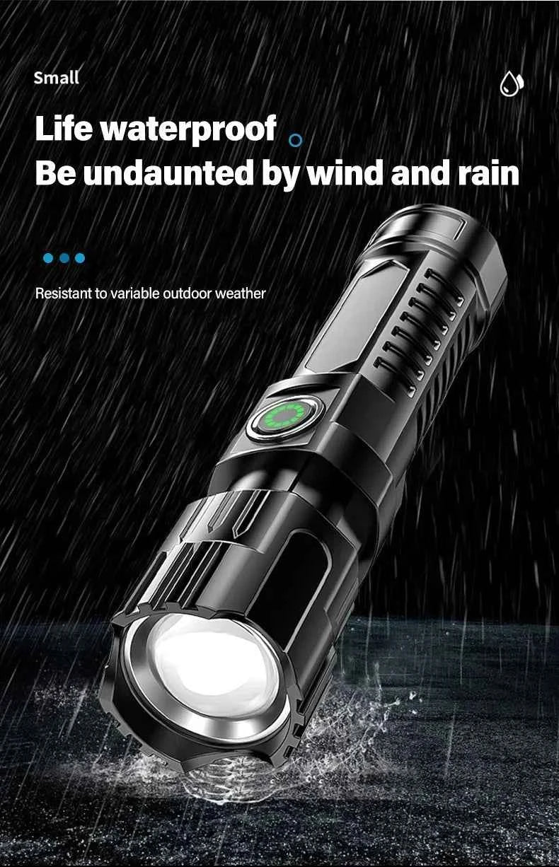 USB Charging Camping Fishing Emergency Zoom Lantern High Strong Power Led Flashlights Tactical Torch with Display Light