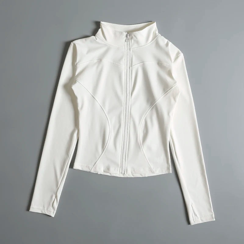 Slim Fit Sports Jacket Stand Collar Zipper Coat Sports Fitness Yoga Clothing Plus Velvet Jacket Slimming Quick-drying Top Suit