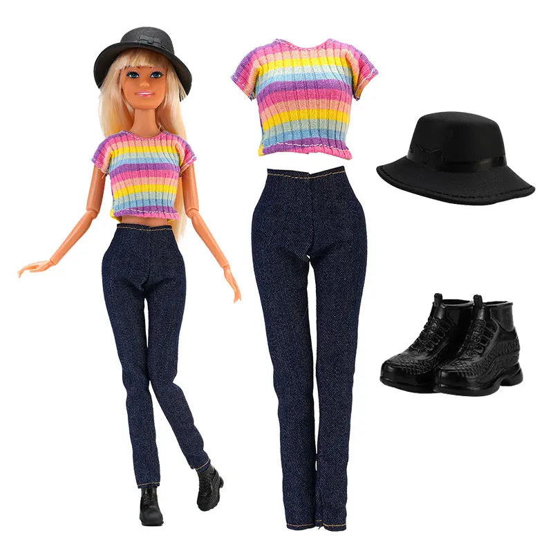 NEW Fashion Clothes For Doll 30cm Daily Sportwaer Winter Sweater Pants Plush Coat Shoes For Doll Mini Accessories Christmas Gift - Shoppiline