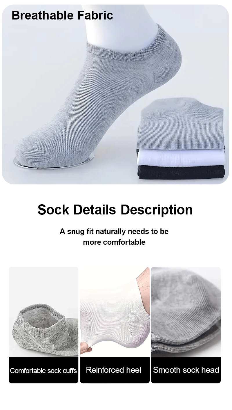 5/10 Pairs Men's  Boat Socks Business Sport Sweat Absorption Mature Summer Autumn Solid Color Non Pilling Versatile Ankle Socks