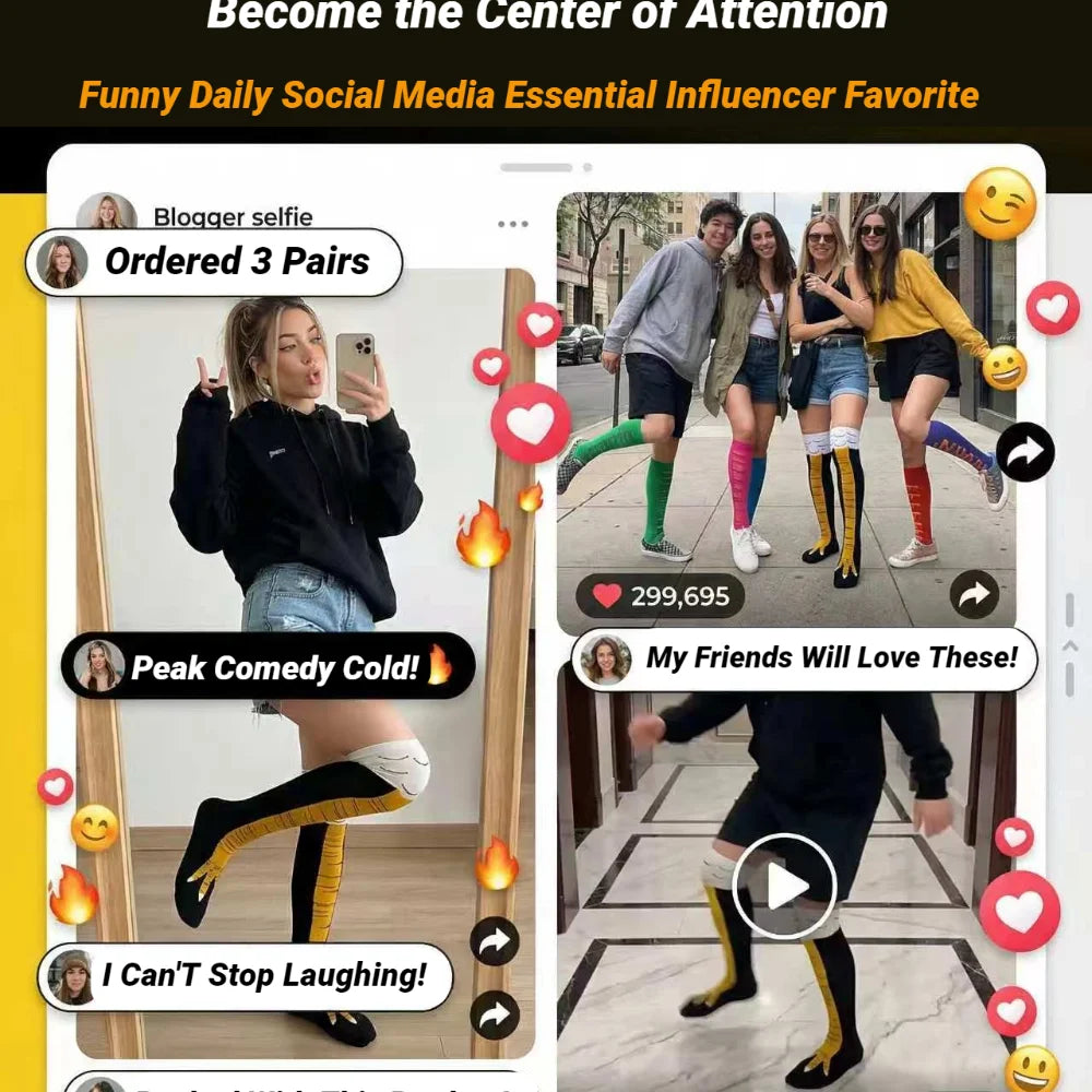 Men Funny 3D Chicken Socks Print Cartoon Cosplay High flexibility Thigh High Sock Fashion Thin Toe Feet