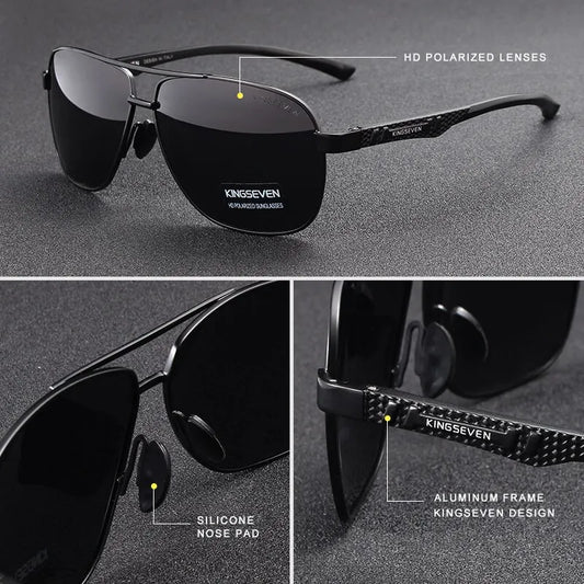 KINGSEVEN 2024 Polarized Men Aluminum Sunglasses UV400 Mirror Male Women for Men Fashion Eyewear Driving Sun Glasses