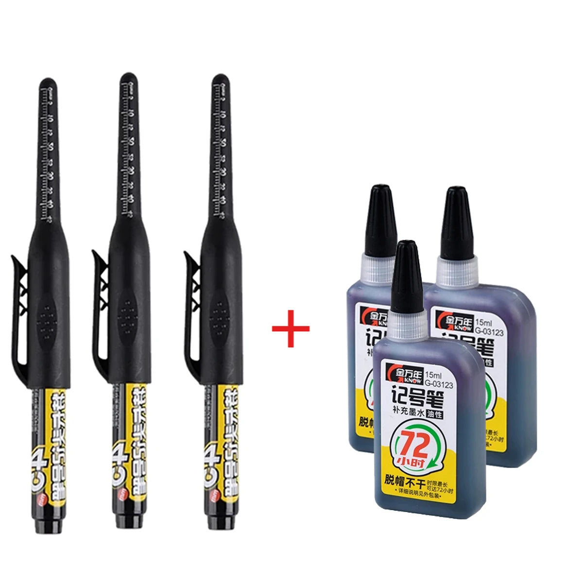 45mm Waterproof Long Head Nib Deep Hole Markers Pen Tile Carpenter Pen Multi-purpose for Woodworking Black/Blue/Red Ink