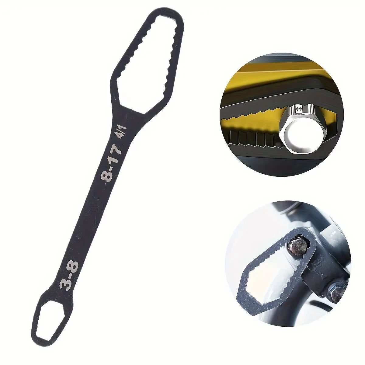 1pc Universal Double Ended Wrench, Self-Tightening 3-17mm Screw Nuts Repair Wrench, Double-Headed Ratchet Spanner, Adjustable
