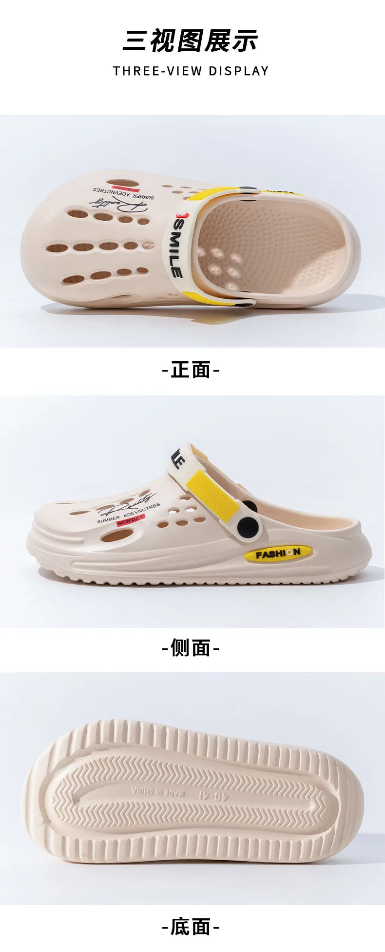Summer Clogs Sandals Men Clogs EVA Slippers Soft Sole Breathable Beach Slippers Men Home Slippers Outdoor Antiskid Slippers