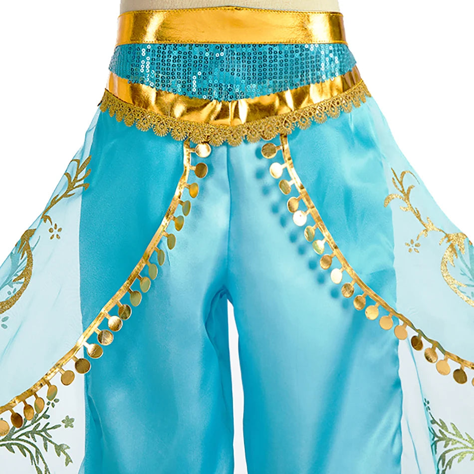 Kinder Arabische Prinzessin Kleid Mädchen Halloween Jasmin Kostüm Kinder Karneval Cosplay Party Verkleidung Mädchen Pailletten Festzug Outfit