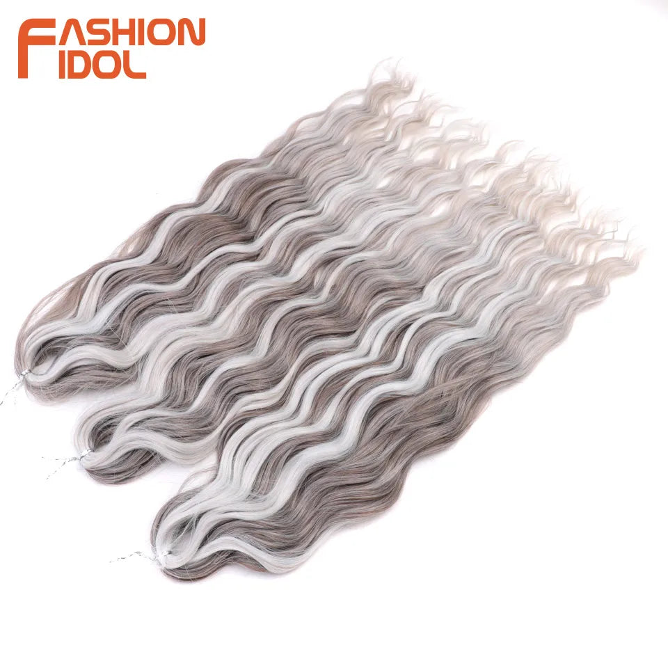 Anna Hair Extensions synthétiques de tresses Loose Deep Wave 24 pouces, cheveux tressés ondulés, cheveux bouclés torsadés au crochet Ombré Blond