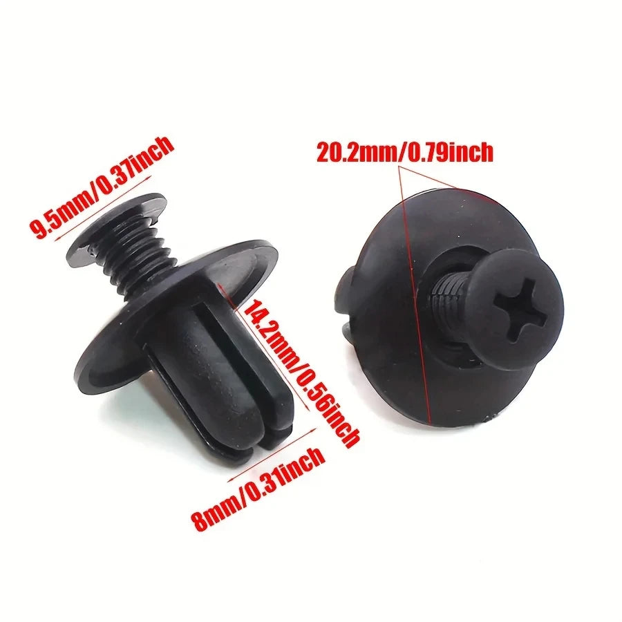 30 pcs 8mm Plastic Rivets Fasteners Screw Car Bumper Fender Black Rivet Car Fastener Clips For Toyota For Focus For Kia Nissan