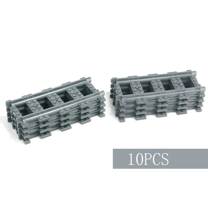 Straight Train Tracks Curved Accessories Car Blocks Building Sets DIY 10-100 Pcs Kids Toys MOC Bricks City Switch Rail Crossing