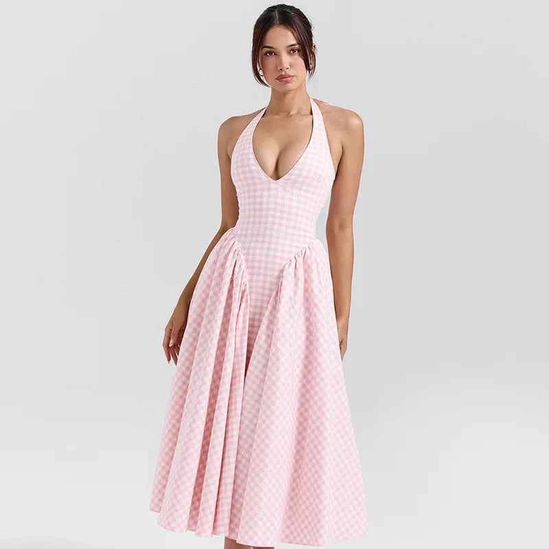 Ladies Summer Evening Party New Fashion Dress Women Sleeveless Backless V-Neck Sexy Birthday  Long Dresses 2025 Woman Streetwear