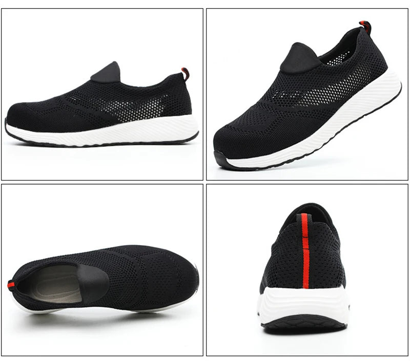 Breathable Safety Shoes Man Steel Toe Anti-Puncture Reinforced Sole Men's Work Shoes Lightweight Slip Resistant Safety Sneaker - Shoppiline