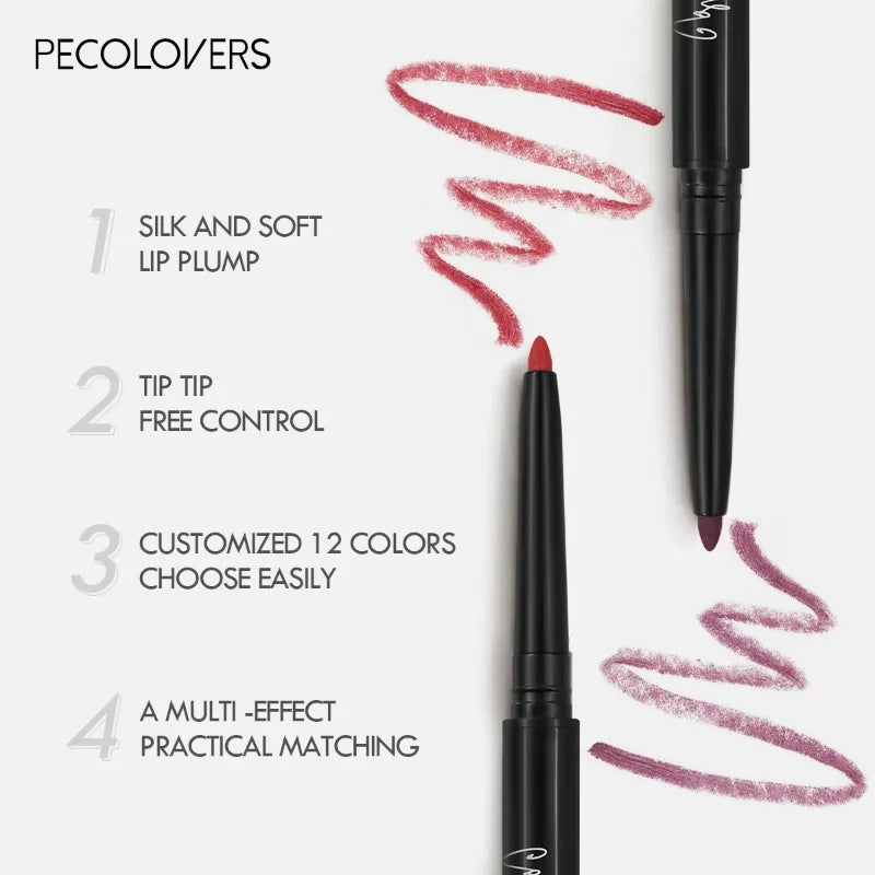 Wasserfester Matter Lipliner-Stift Rot Kontur Lippenstift Langanhaltend Antihaftend Feuchtigkeitsspendendes Lippen-Make-up 12 Farben