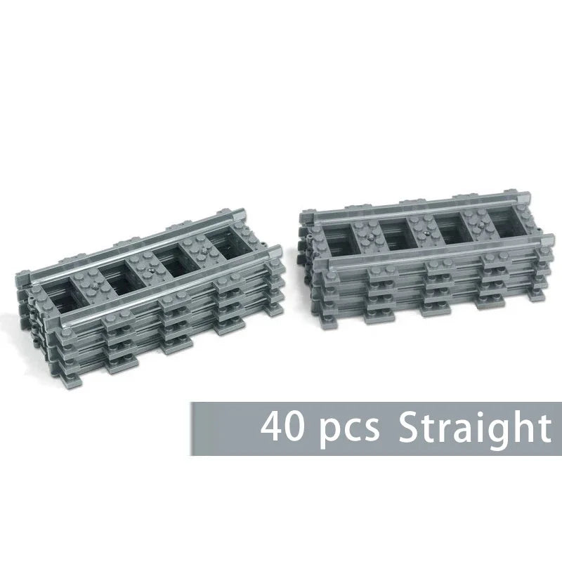 Straight Train Tracks Curved Accessories Car Blocks Building Sets DIY 10-100 Pcs Kids Toys MOC Bricks City Switch Rail Crossing