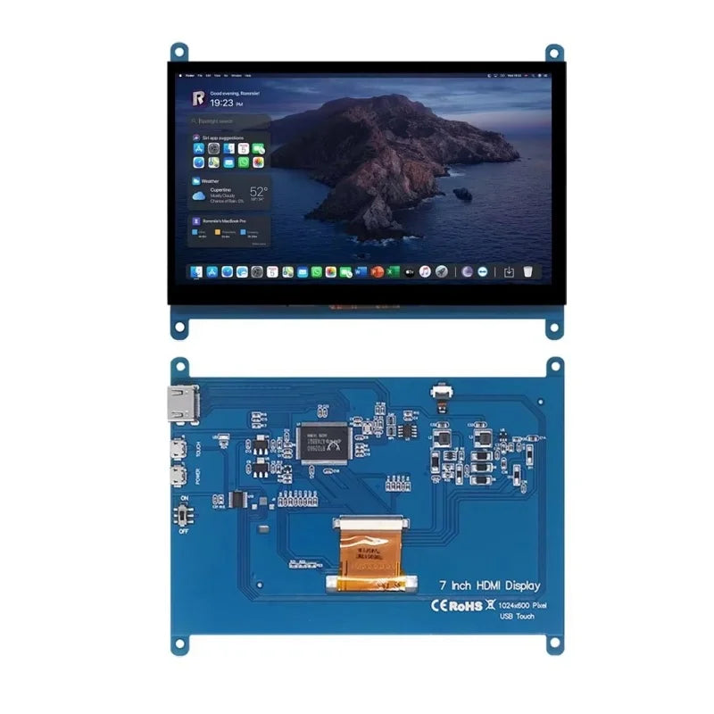 7 Inch Raspberry Pi 4/3/2/B/B+/A+ Monitor 1024x600 IPS 5-Points Capacitive Touchscreen Drive Free HDMI Display For Win 7/8/10 - Shoppiline