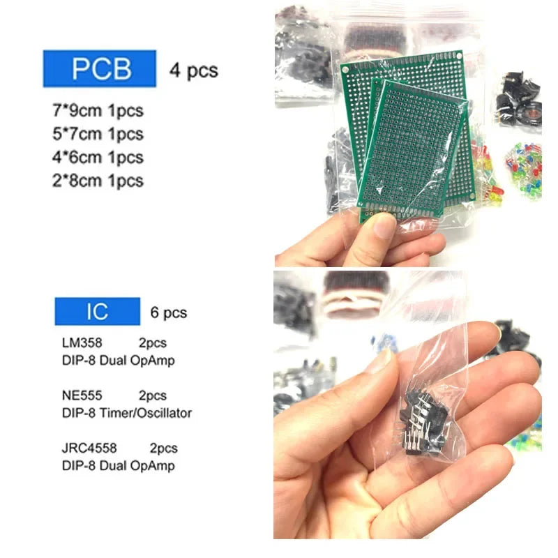 1818PCS Common Capacitors Resistors Capacitors T0-92 LED Transistors PCB Board DIP-IC RM065 diodes Electronic Components Kit - Shoppiline