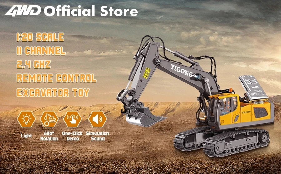 4WD Remote Control Excavator 4x4 Alloy Dump Truck Bulldozer Radio Model RC Car Construction Vehicle Toy Children Kids Gifts - Shoppiline