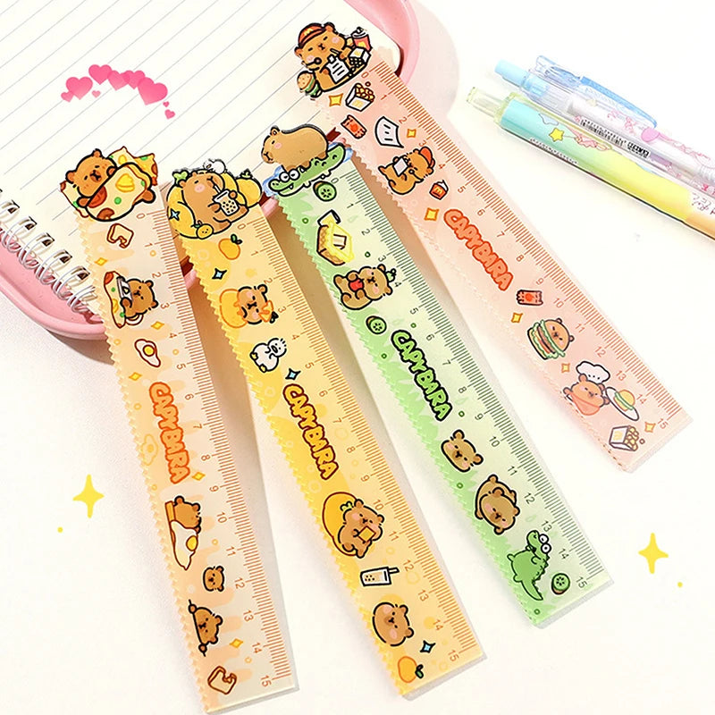 15cm Capybara Ruler Wavy Lines Drawing Tools Acrylic Cute Cartoon Straight Ruler Stationery School Office Supplies