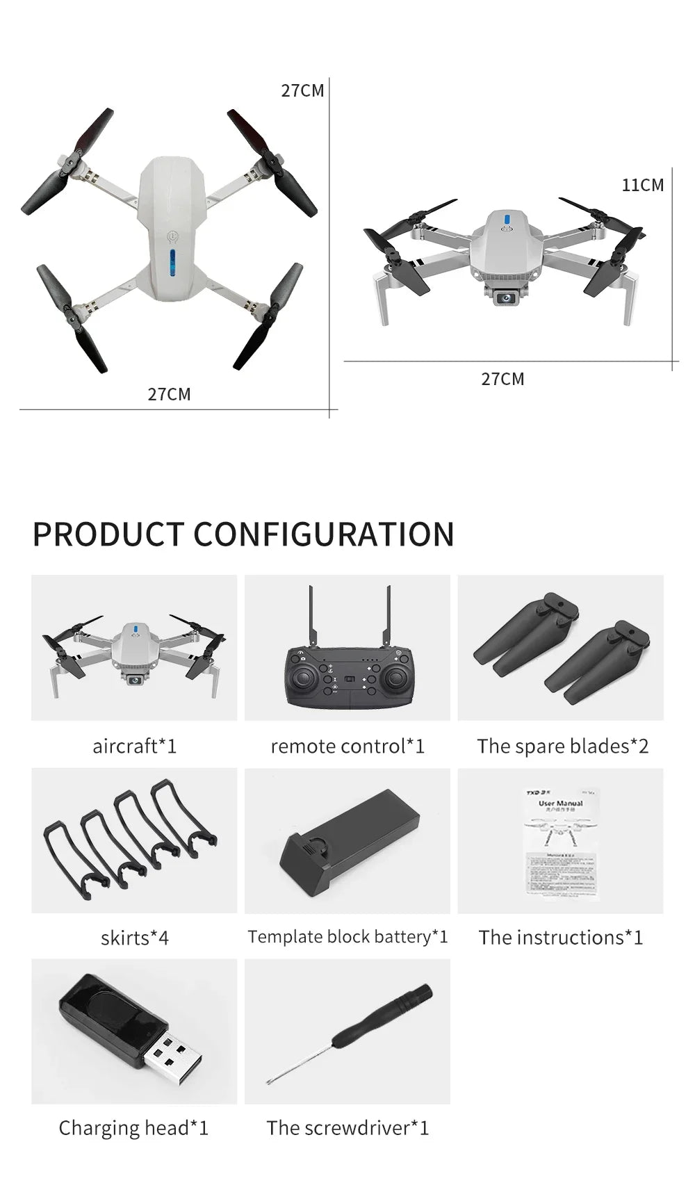 KBDFA 2025 E88 Drone RC Professionnel HD 4K avec Caméra Grand Angle, Hélicoptère Pliable, Quadricoptère, Jouet Cadeau pour Enfant
