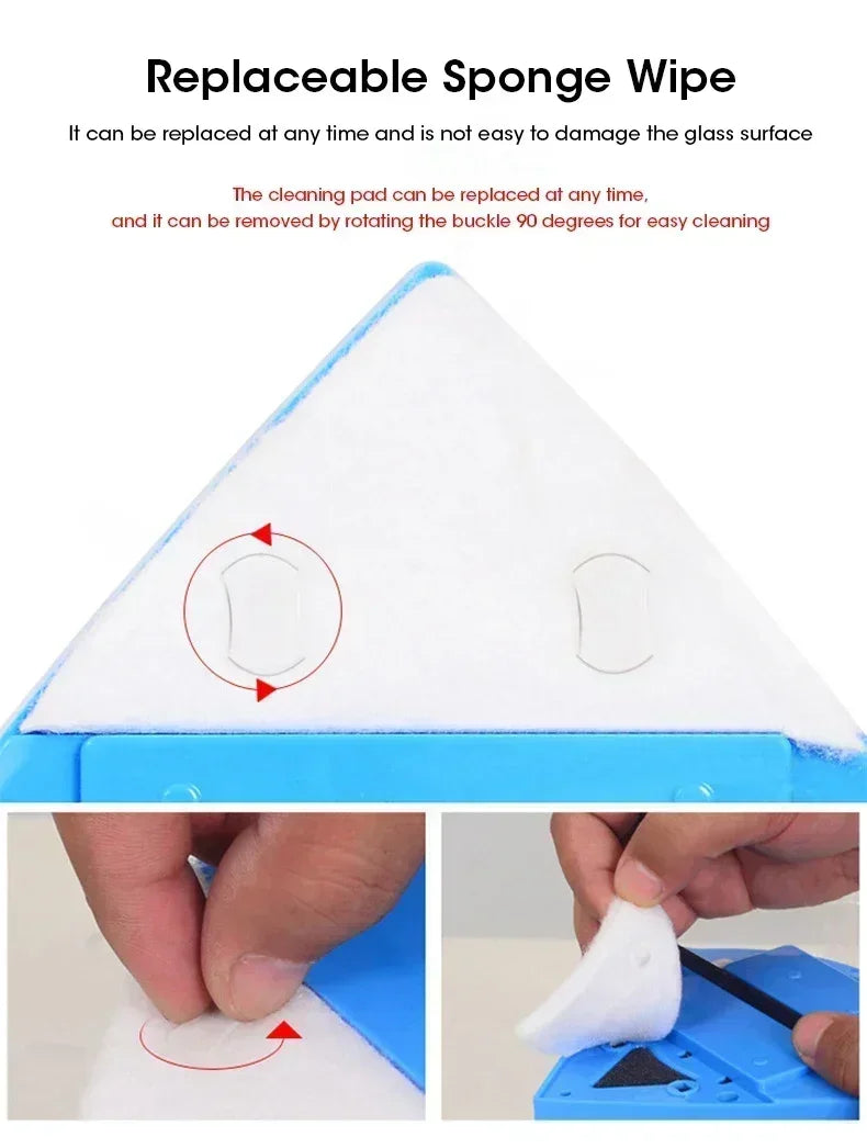 Dual Sided Magnetic Glass Cleaner High Rise Window Wiper With Automatic Drainage System For Home Office Multi Surface Cleaning