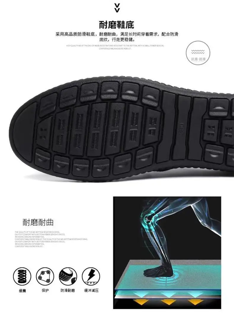 Mens Leather Loafers Non Slip Walking Flats Breathable Outdoor Slip on Casual Shoes for Male Work Office Driving Sneakers2 - Shoppiline
