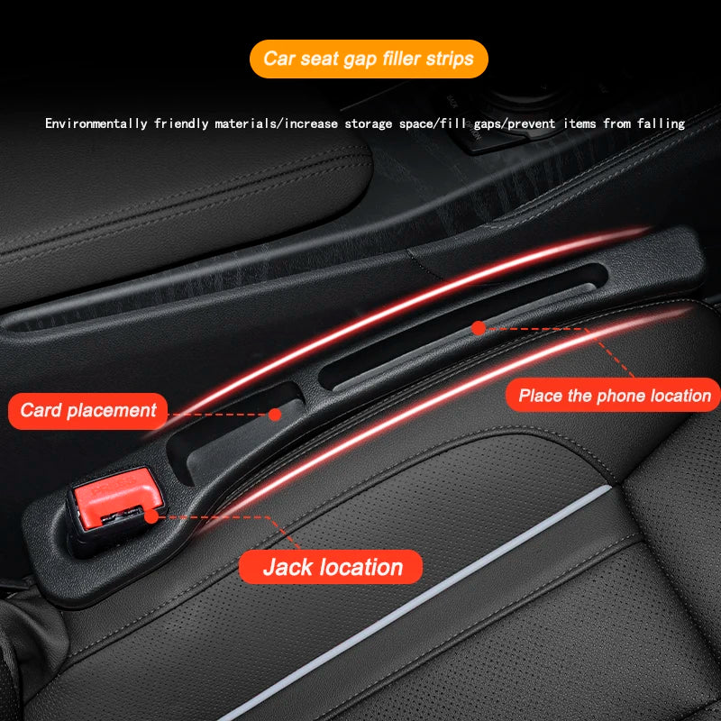 2 Stück Autositz-Spaltfüller Seitennaht-Steckerstreifen Auslaufsicherer Füllstreifen für alle Automodelle Brieftasche Handyhalterung Autozubehör