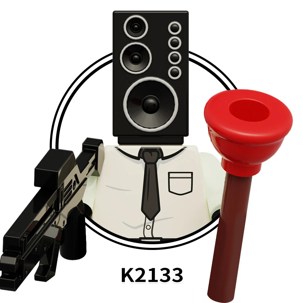 MOOXI Actionfiguren Teile Set MOC Steine Skibidi Toilet Man DIY Baustein Lernspielzeug für Kinder Figuren Geburtstagsgeschenk