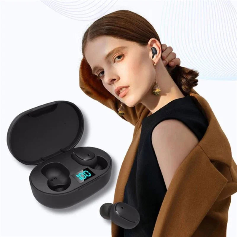 Digital Display Bluetooth Earphones with Mic TWS E6S Wireless Bluetooth Headset Noise Cancelling Headset for Xiaomi Huawei Oppo