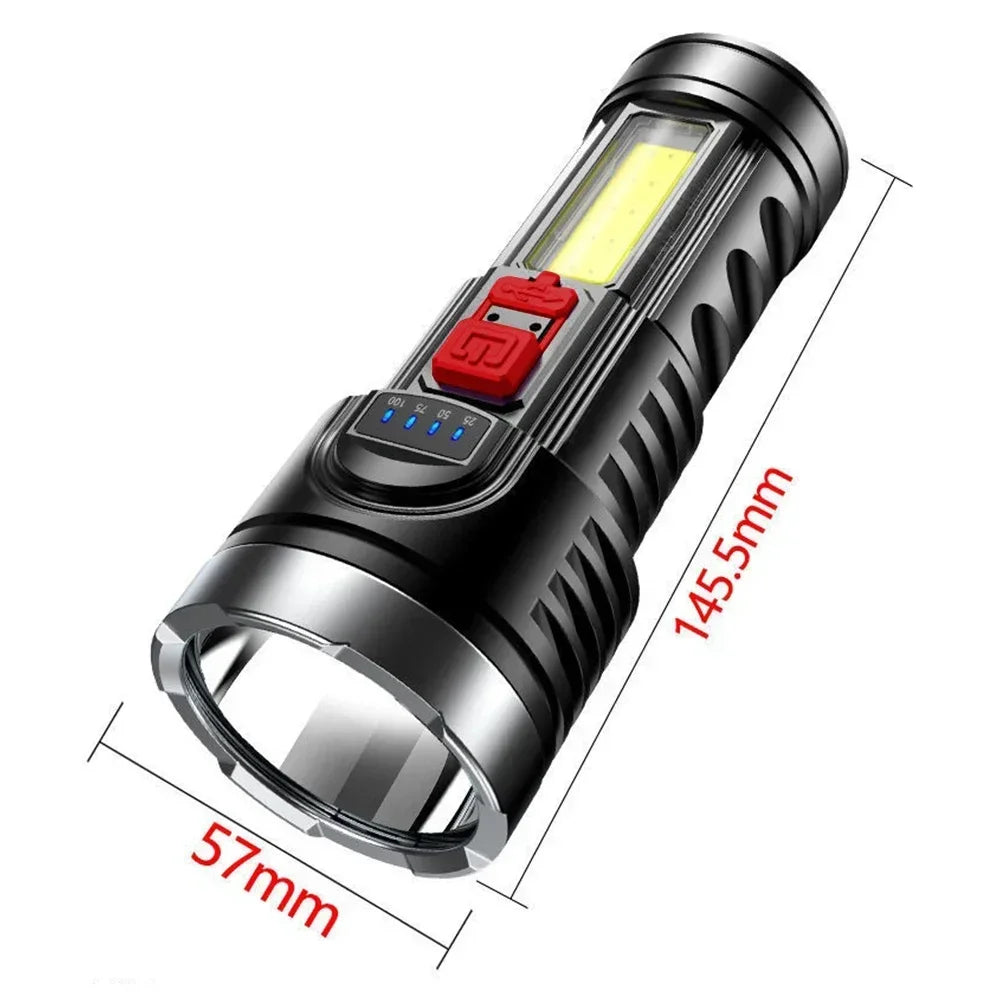 5 LED High Power Led Flashlights Rechargeable Camping Torch 5 Lighting Modes For Outdoor Camping Adventure Lamp with Side Light