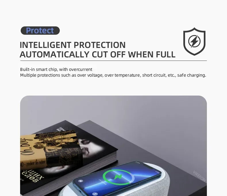 Alarm Clock Wireless Chargers Pad Phone Bedroom Lamp Night Light Desk Thermometer For iPhone 17 16 15 14 13 Fast Charging Dock - Shoppiline