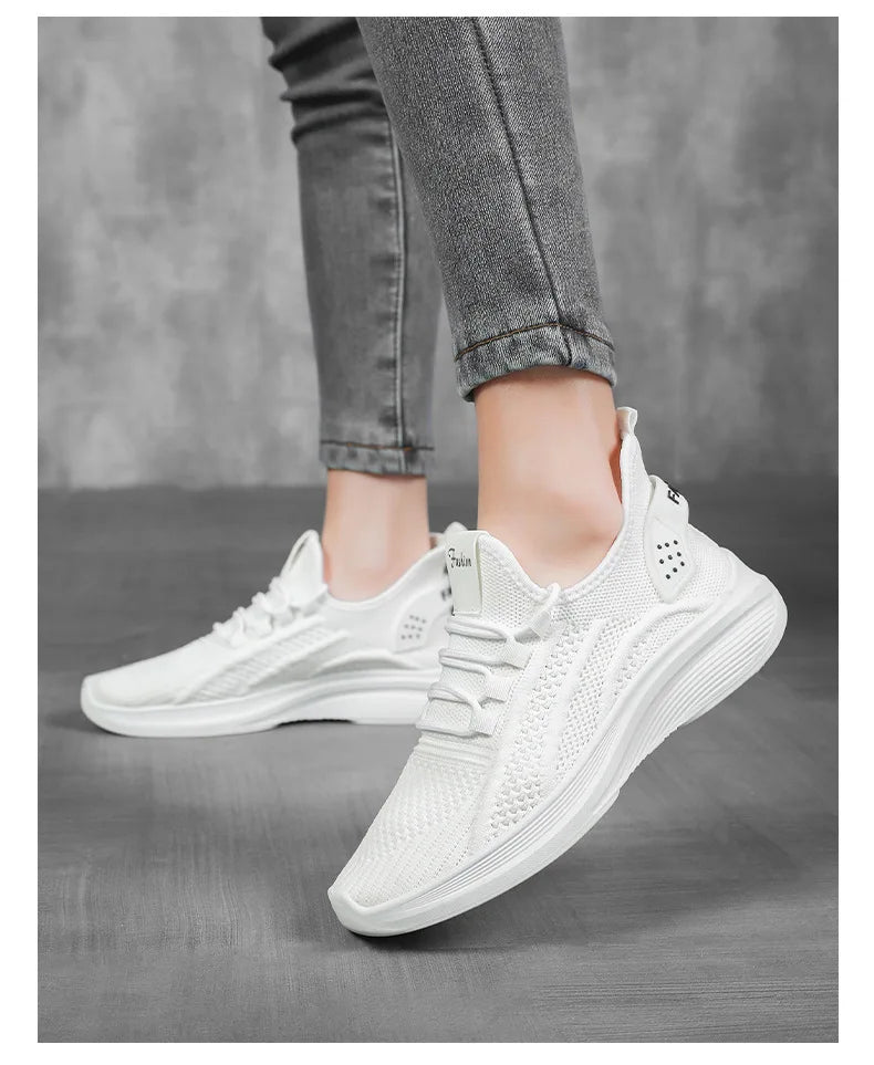Women Casual Shoes 2025 Hot Sale Breathable Air Mesh Slip-on Female Sock Footwear Outdoor Women Sneakers Thick Bottom Platforms