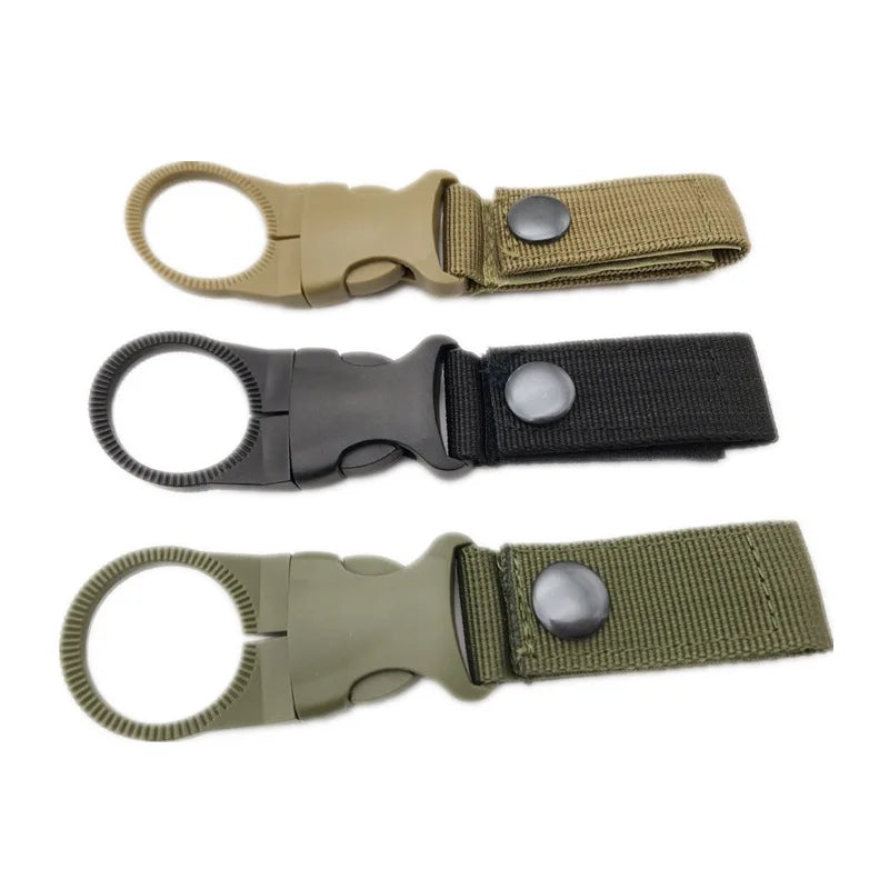 Webbing Water Bottle Holder Climbing Carabiner Belt Backpack Hanger Hooks Clip Multifunction Water Bottle Nylon Buckle Hook Clip