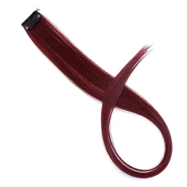 22Inch Synthetic Long Straight Clip In Hair Extensions High Temperature Hairpieces Rainbow Colors Hair Accessories for Women