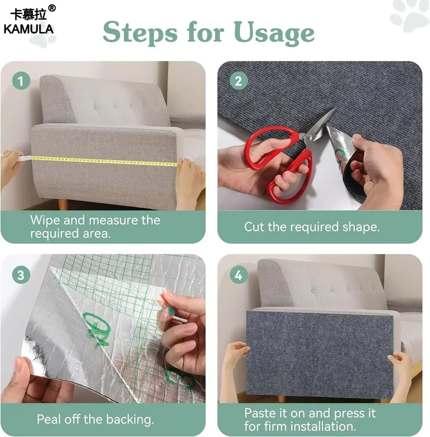 Trimmable Cat Scratch Carpet Self-Adhesive Cat Scratching Board Anti Cat Scratcher Furniture Corner Indoor Sofa Wall Protector