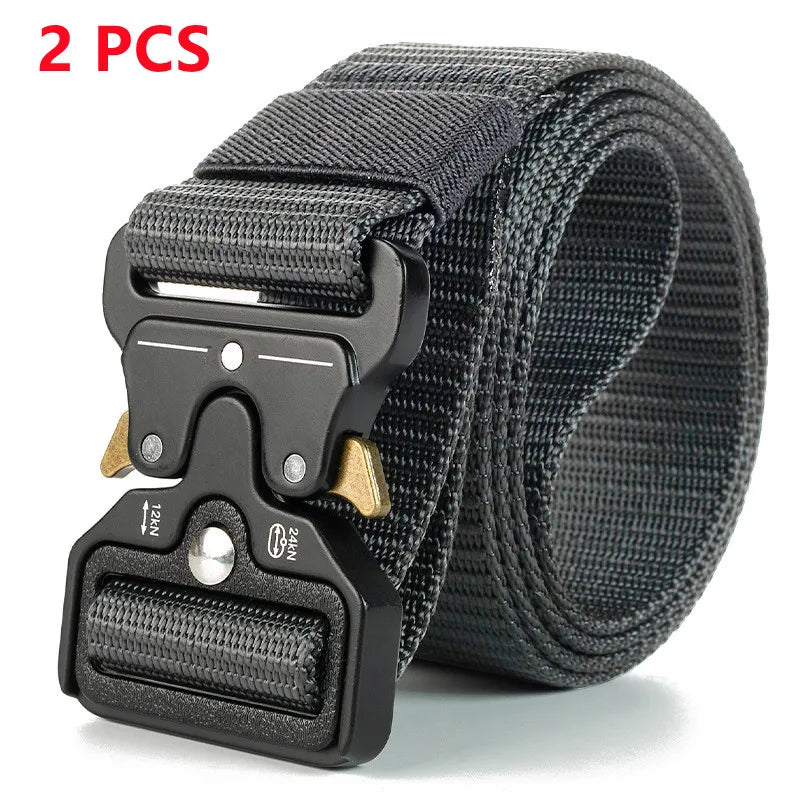 Ceinture tactique authentique à dégagement rapide, ceinture militaire d'extérieur en nylon souple véritable, accessoires de sport pour hommes et femmes, ceinture noire