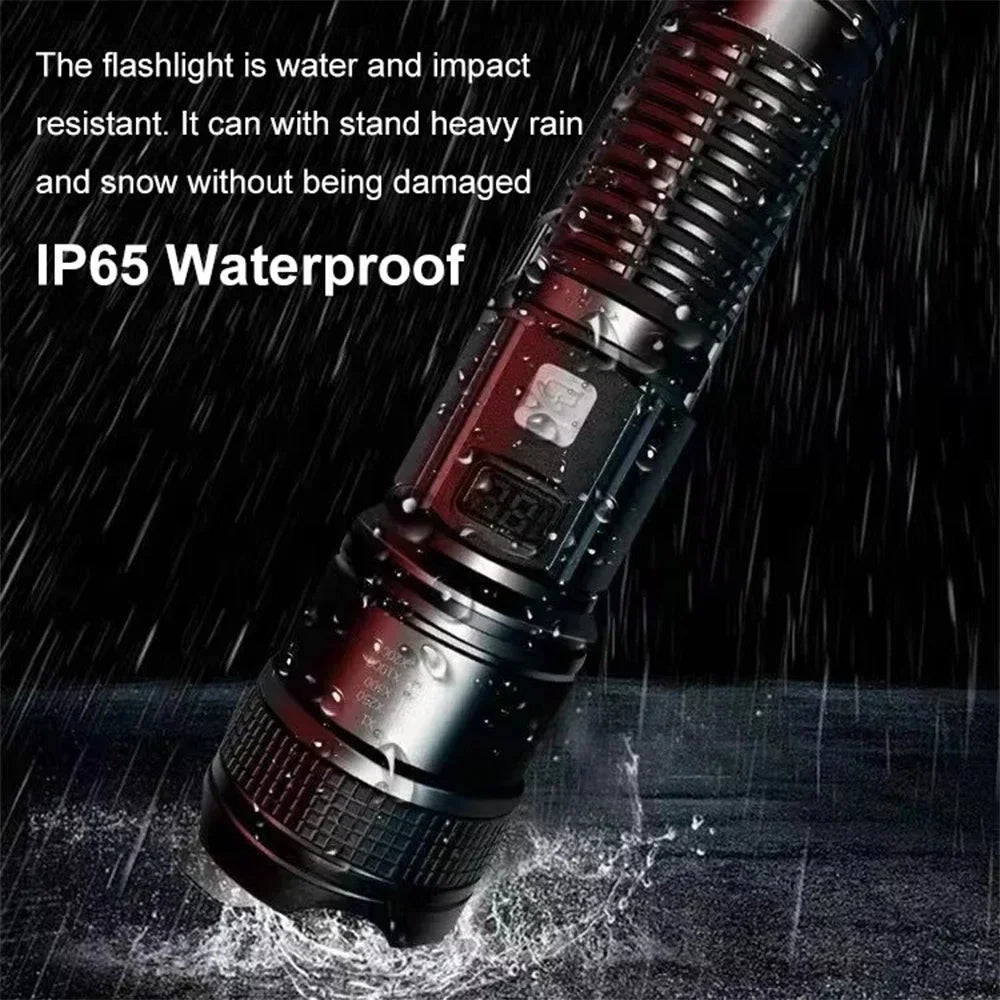 6000000LM LED Flashlight Rechargeable High Power Military Tactical Flashlight Telescopic Zoom Torch Lamp Outdoor Camping Lantern