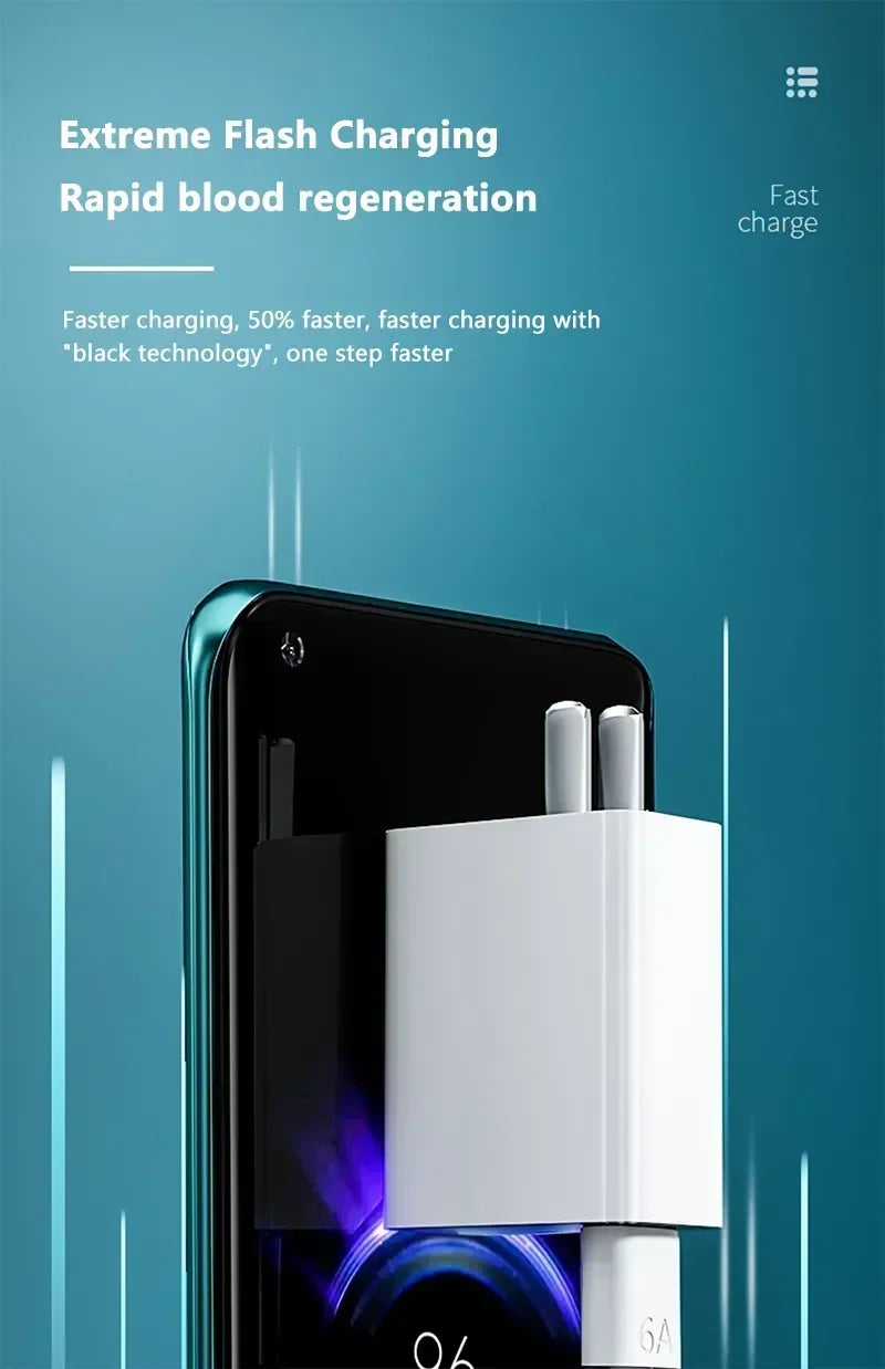 USB GaN Charger Total 67W Fast Charging Wall Phone Adapter 6A USB TypeC Cable Quick Charge 3.0 Plug For iPhone Samsung Xiaomi