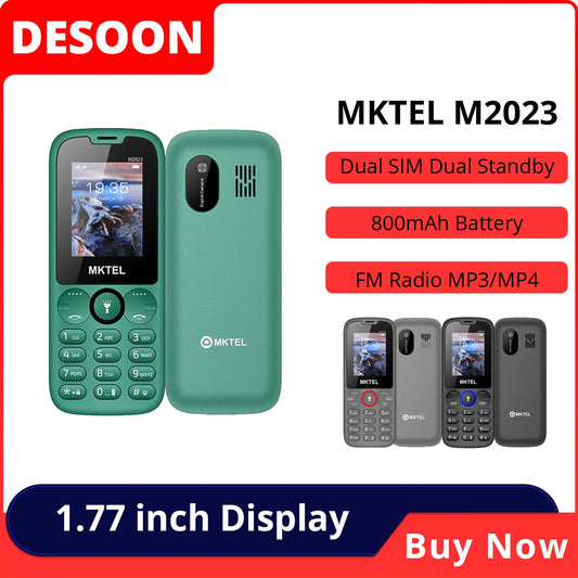 MKTEL M2023 Feature Phone with 1.77inch Display 800mAh Battery Dual SIM FM Radio Flashlight 0.08Mega Camera Senior Phone - Shoppiline