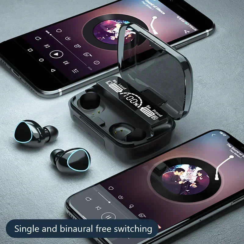 New Bluetooth Earphones Handfree LED Dispay Headphones Bluetooth Music Wireless Earbuds Waterproof Headset For smartphones