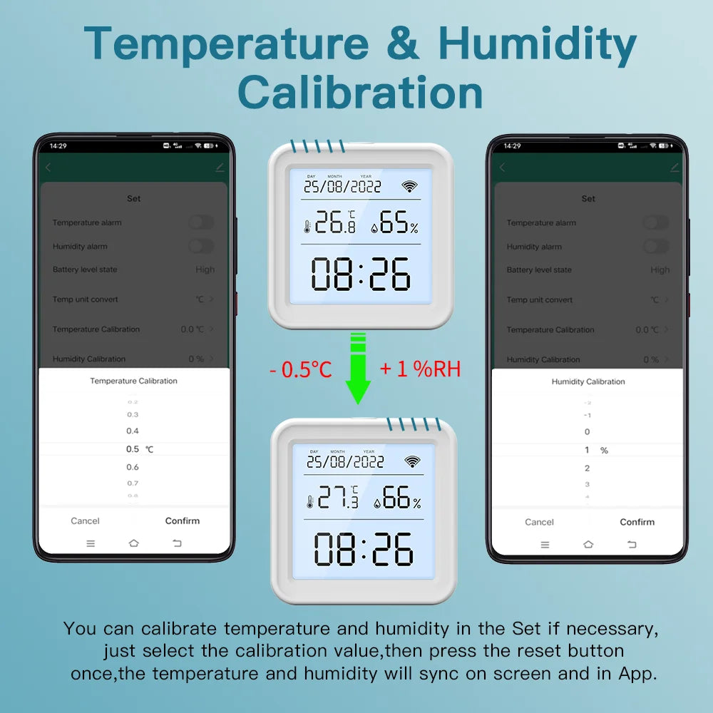 Tuya Temperature and Humidity Sensor WiFi with Backlight Supported Hygrometer Thermometer Work With Yandex Alexa