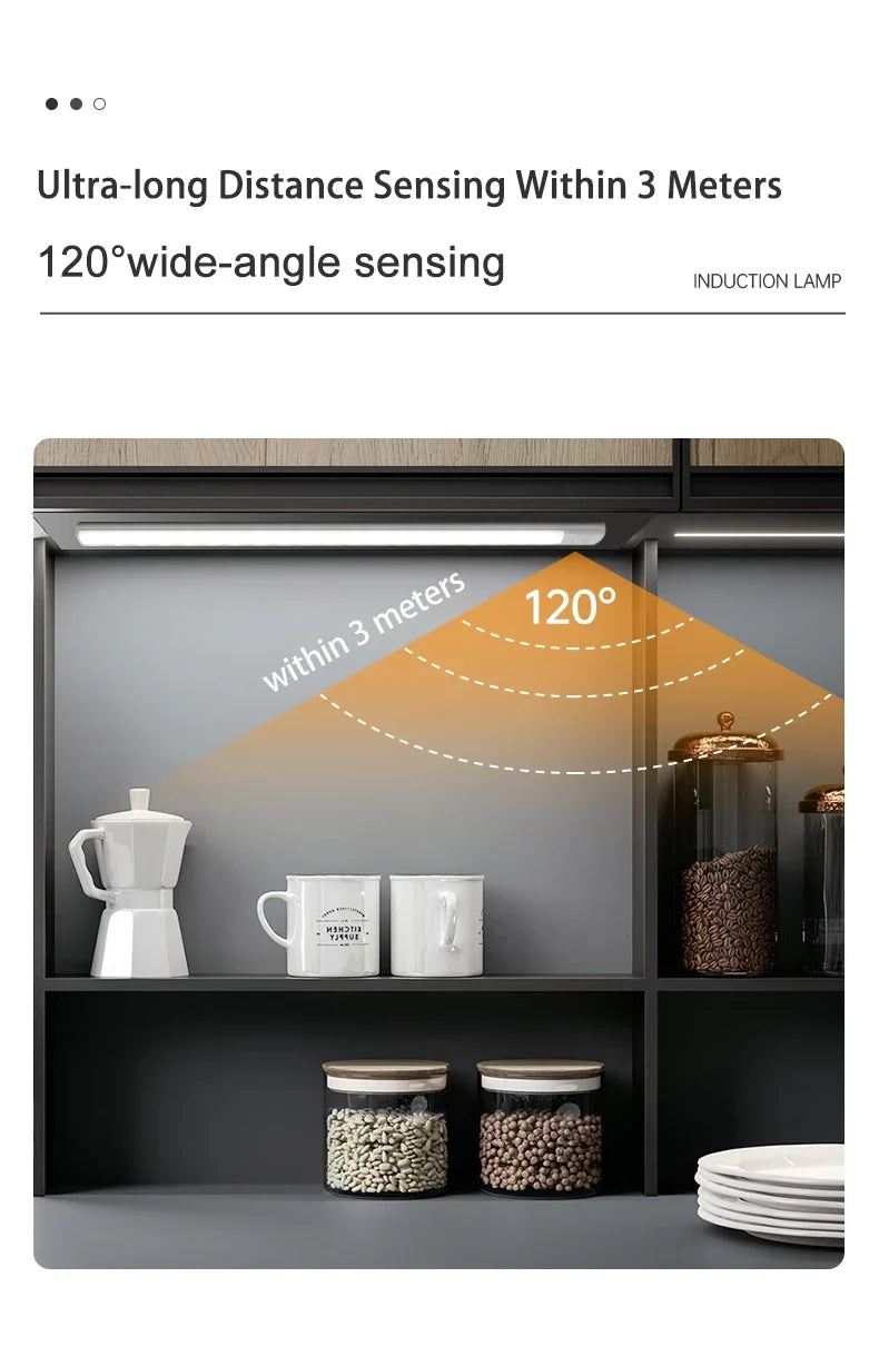 10/20/30/40/50cm 3 in 1 Under Cabinet Lights LED Motion Sensor Light for Cupboard Bedroom Wardrobe Closet Indoor Night Light